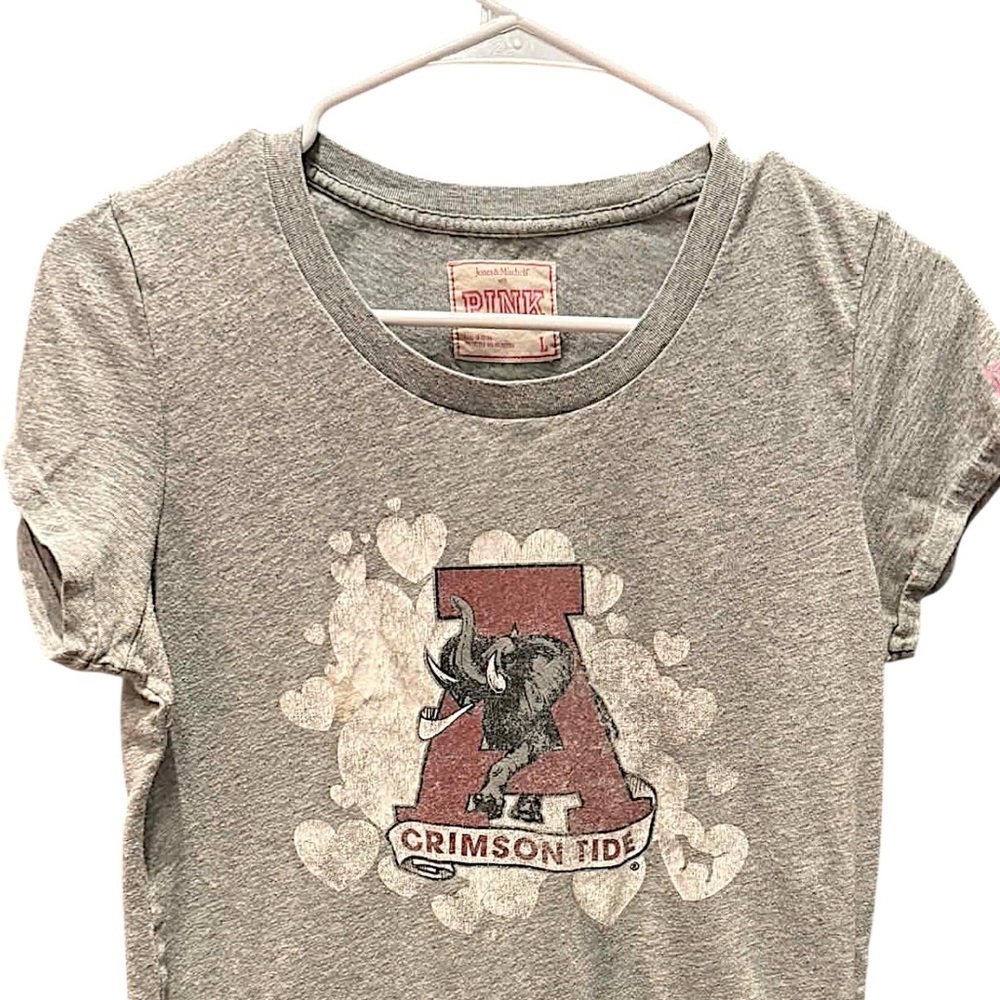 PINK Victoria’s Secret Alabama Crimson Tide Gray Women's Graphic Tee LARGE - Picture 6 of 7